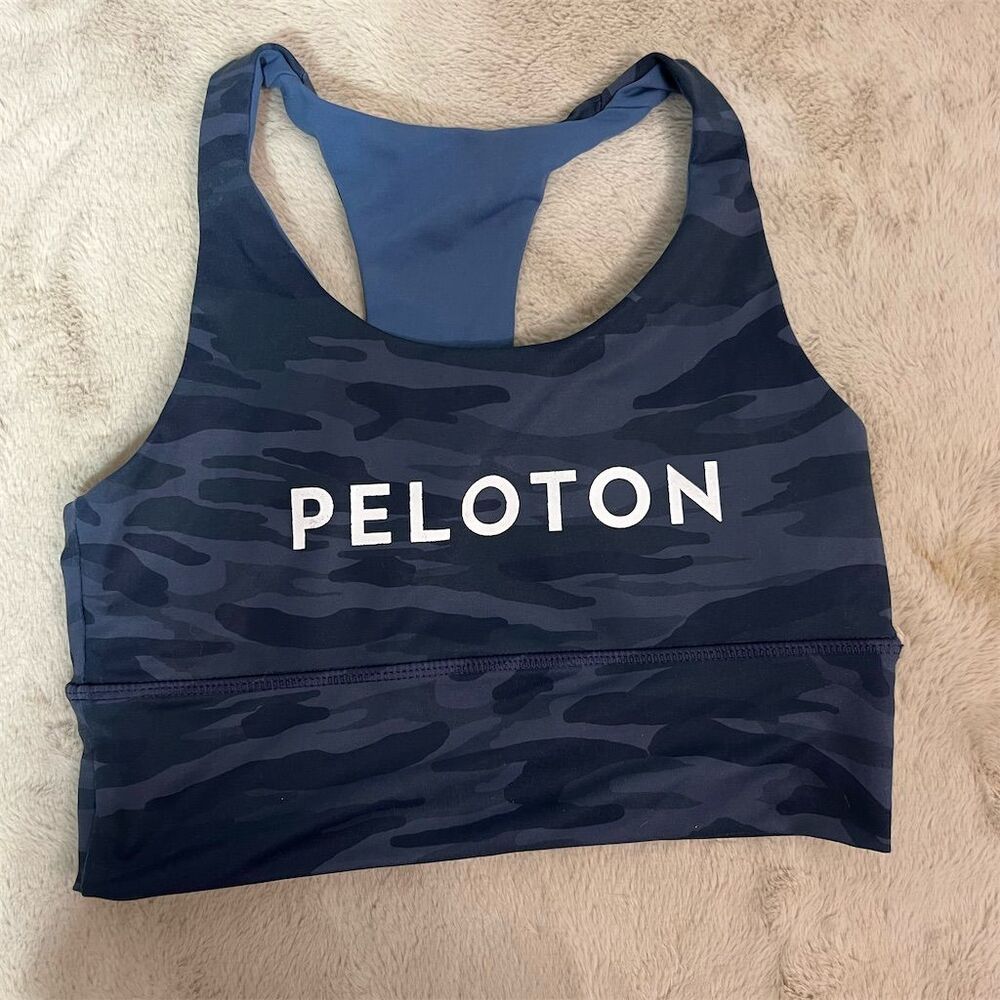 Adidas x Peloton Women's Sports Bra Gray Camo Size L Racerback